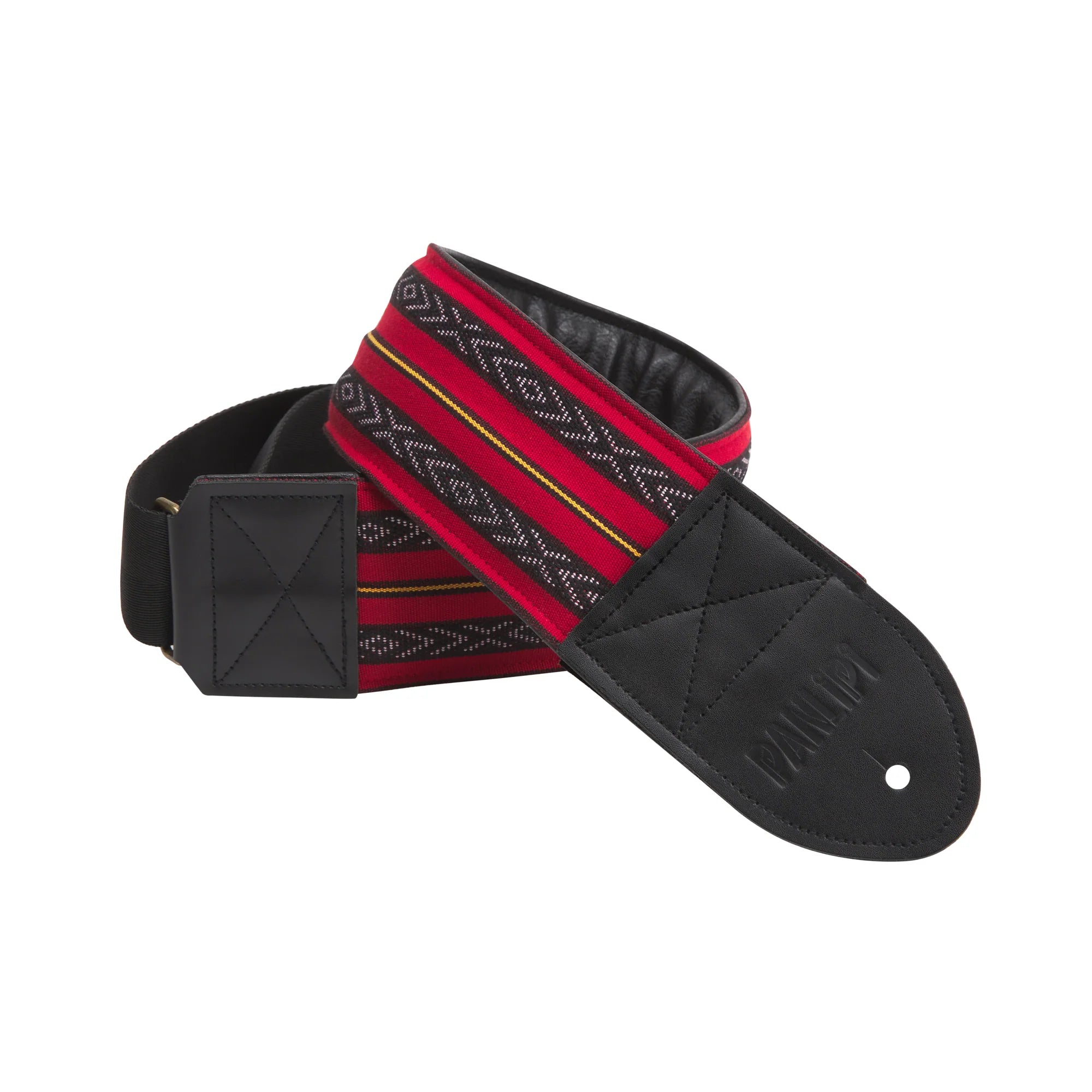 Handmade Panlipi Padded Loom Weave Cuabao Bass Guitar Strap Red/Yellow