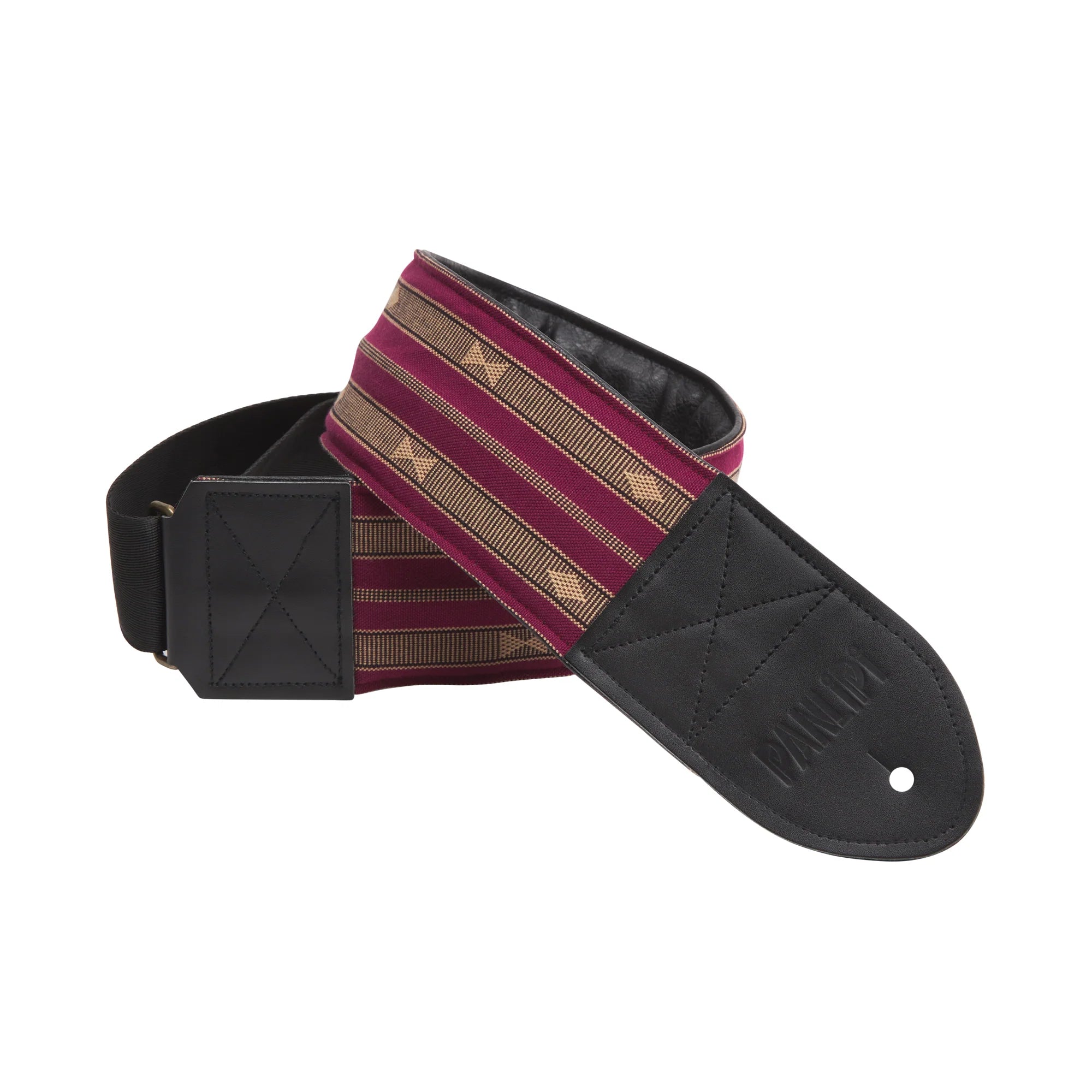 Handmade Panlipi Padded Loom Weave Audrey Bass Guitar Strap Burgundy