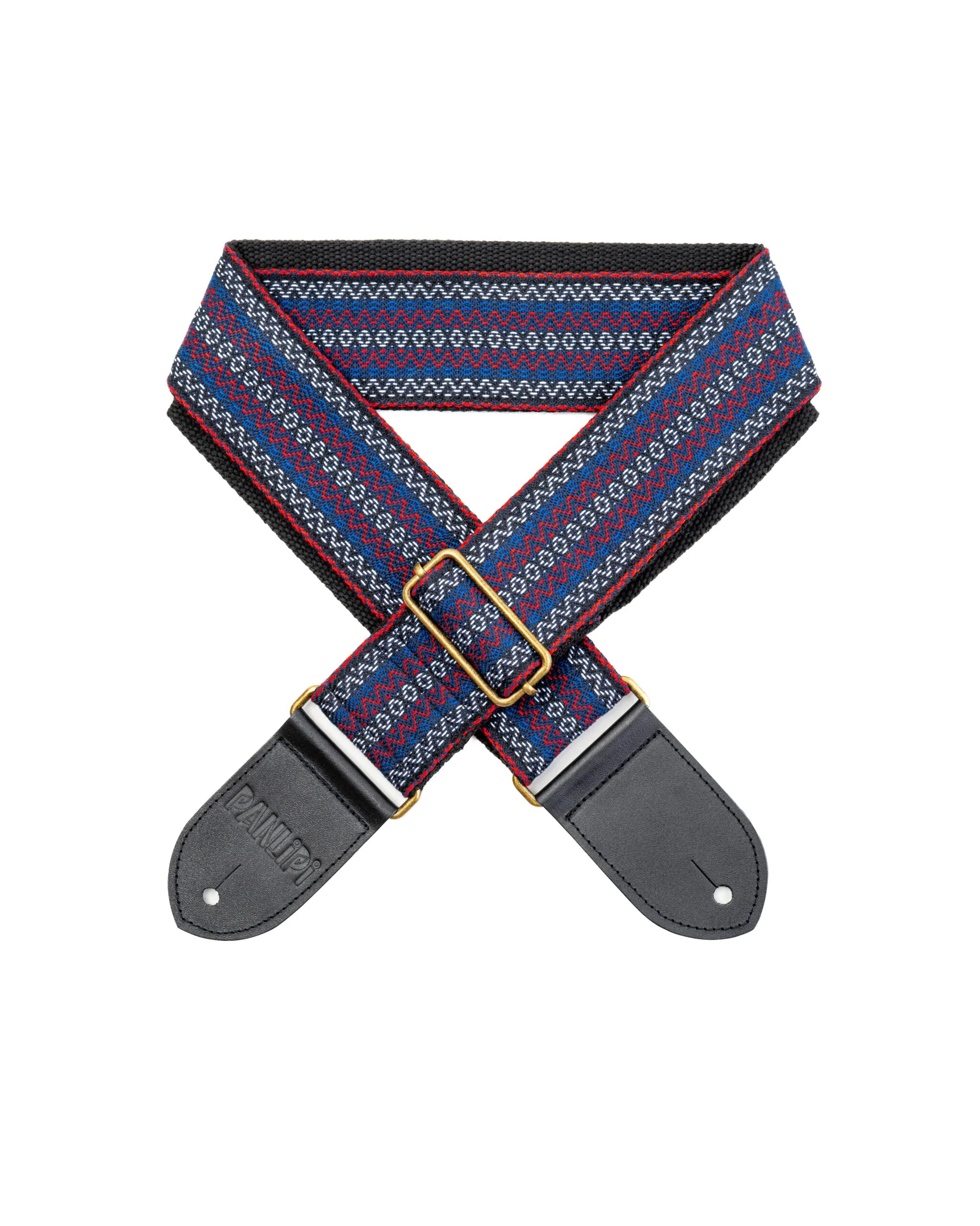 Handmade Panlipi Loom Weave Lilaktob Blue/Red Guitar Strap