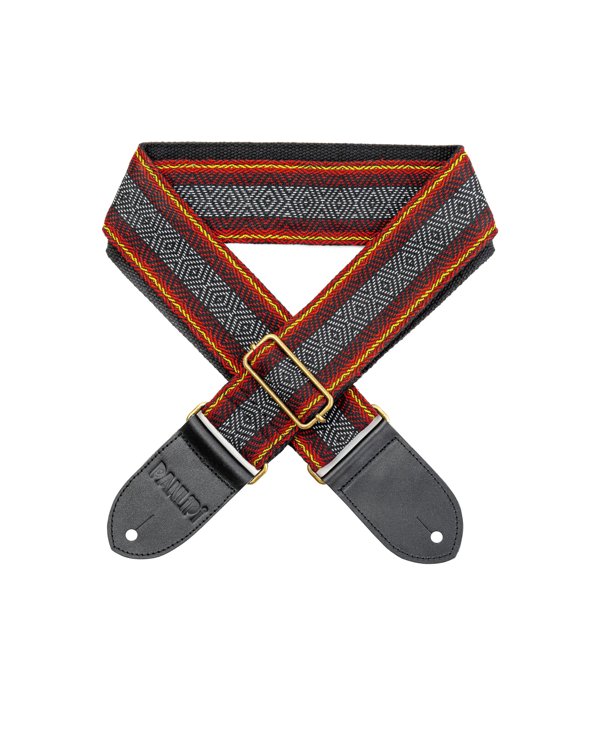 Handmade Panlipi Loom Weave Lilaktob Red/Yellow Guitar Strap