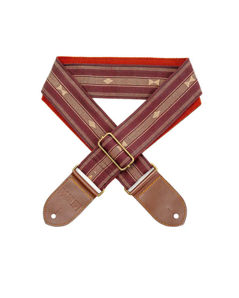 Handmade Panlipi Loom Weave Audrey Choco Beige Guitar Strap