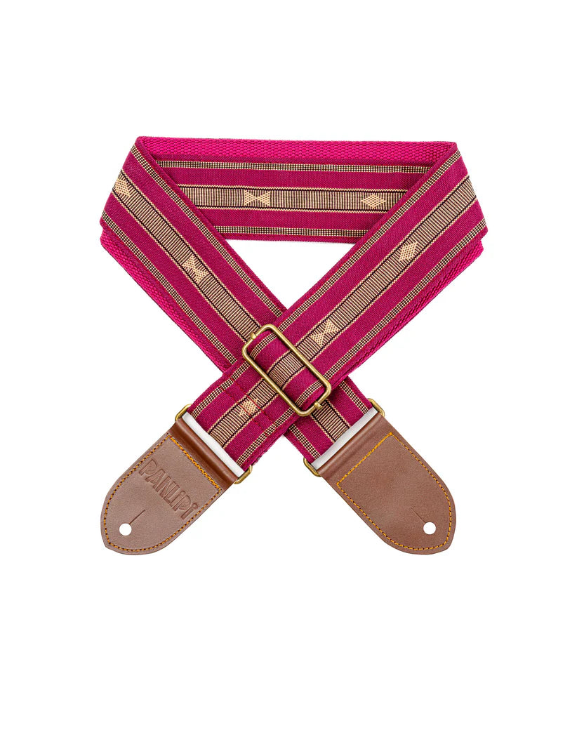 Handmade Panlipi Loom Weave Audrey Mocha Burgundy Guitar Strap